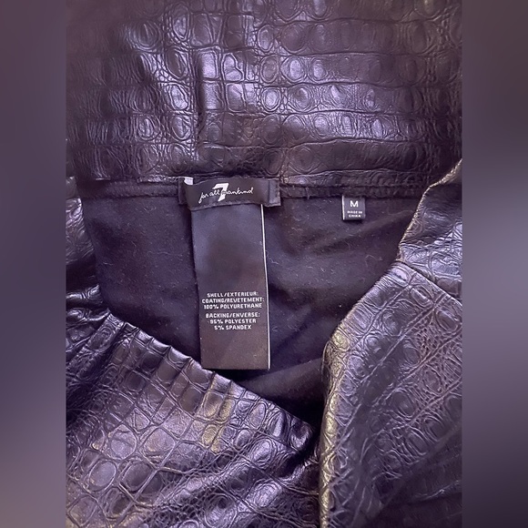 7 For All Mankind - Vegan Faux Crocodile Embossed Stretch Pants - Black - Medium - Picture 4 of 8